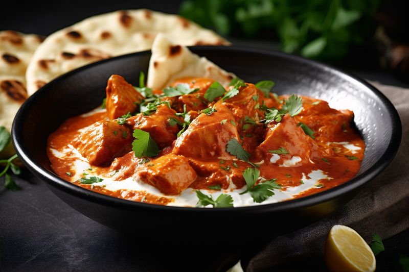 dark sauce background traditional lunch masala asian hot rice indian chicken. Generative AI.