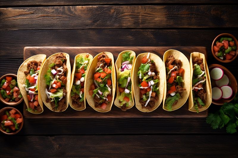 mexican tomato vegetable taco fresh food pepper chili sauce meal. Generative AI.