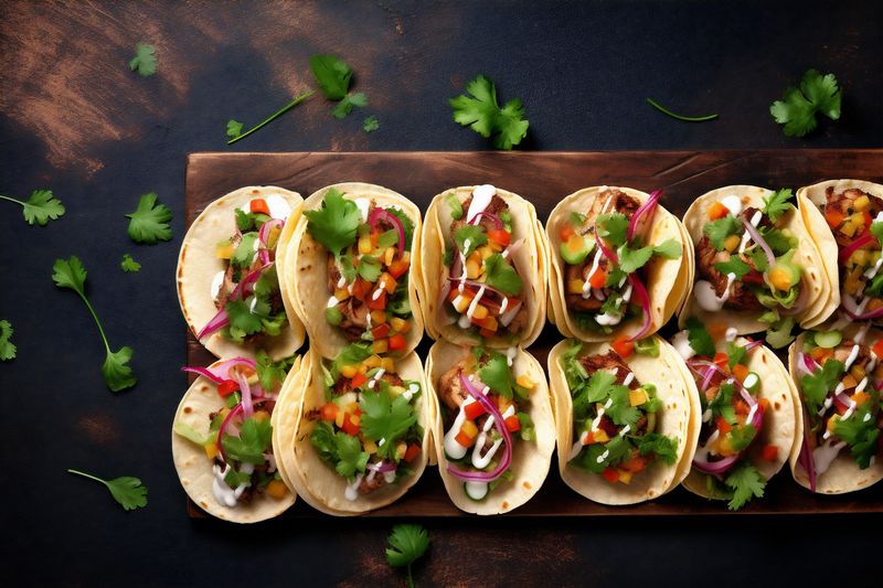 pepper vegetable fresh taco mexican food chili sauce tomato meal. Generative AI.