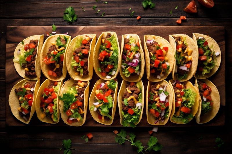 tomato meal pepper taco mexican sauce food chili fresh vegetable. Generative AI.