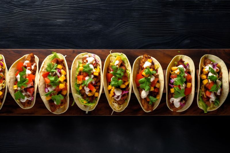 fresh chili sauce tomato meal pepper vegetable taco food mexican. Generative AI.