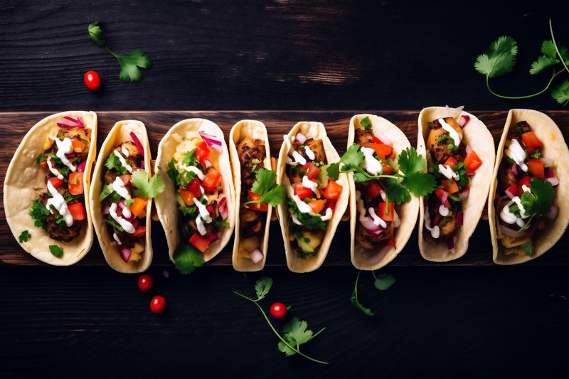 sauce taco vegetable fresh food meal pepper mexican chili tomato. Generative AI.