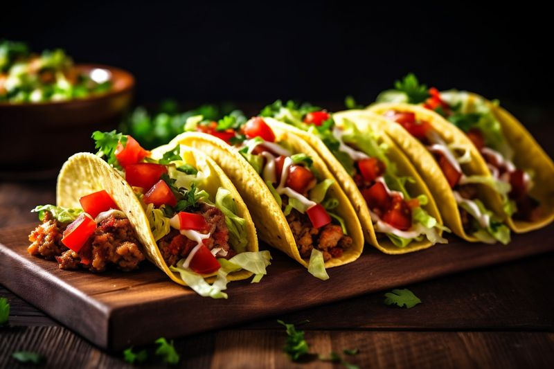 tomato chili fresh food taco meal sauce mexican pepper vegetable. Generative AI.