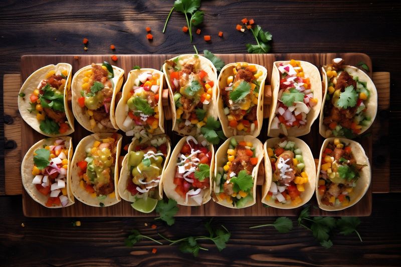 fresh tomato vegetable chili sauce mexican pepper meal taco food. Generative AI.