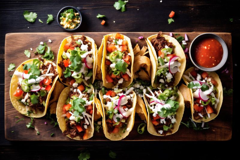 taco tomato sauce meal fresh vegetable food chili pepper mexican. Generative AI.