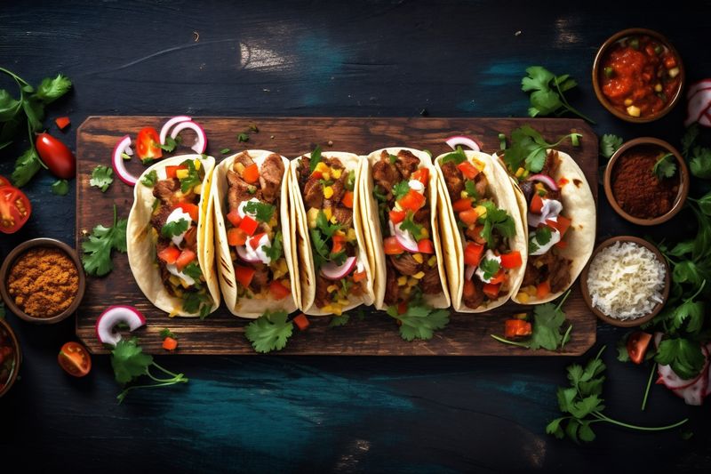 chili tomato sauce fresh vegetable mexican meal food pepper taco. Generative AI.