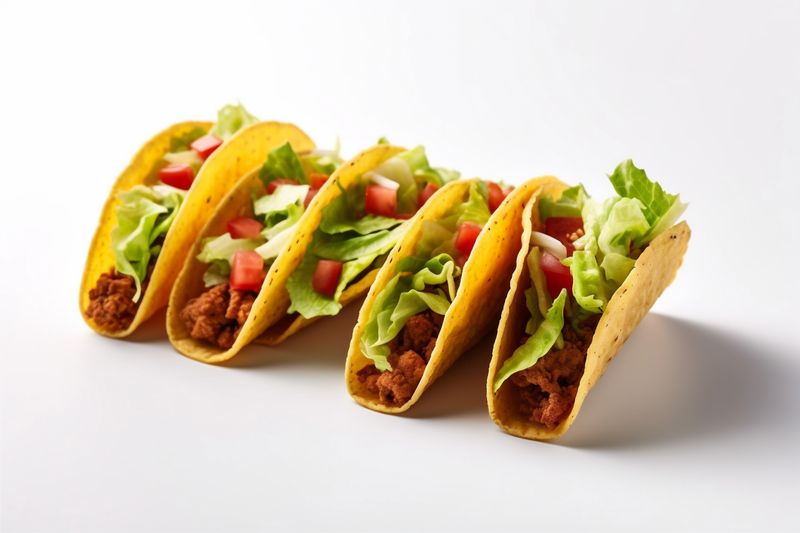 isolated tortilla white mexican vegetable tomato meat food taco on white beef. Generative AI.