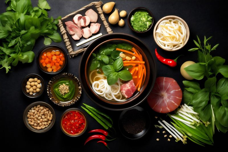 eat bowl food background noodle hot japanese meal asian vegetable soup. Generative AI.