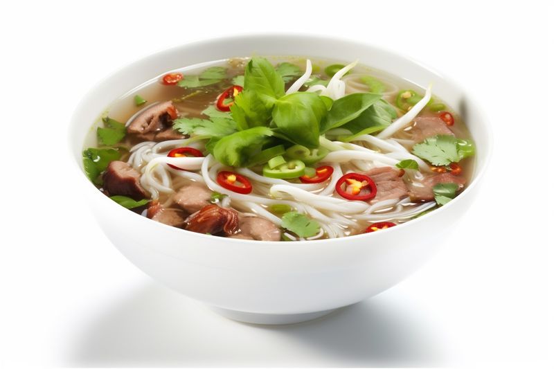 background pepper traditional bowl food noodle asian white soup dish broth. Generative AI.