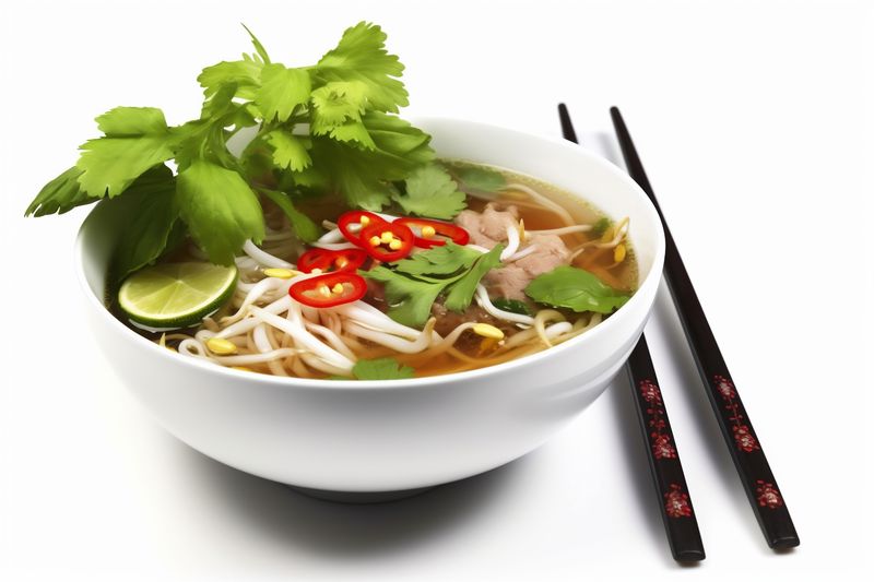 background dish broth onion asian food traditional soup bowl noodle white. Generative AI.