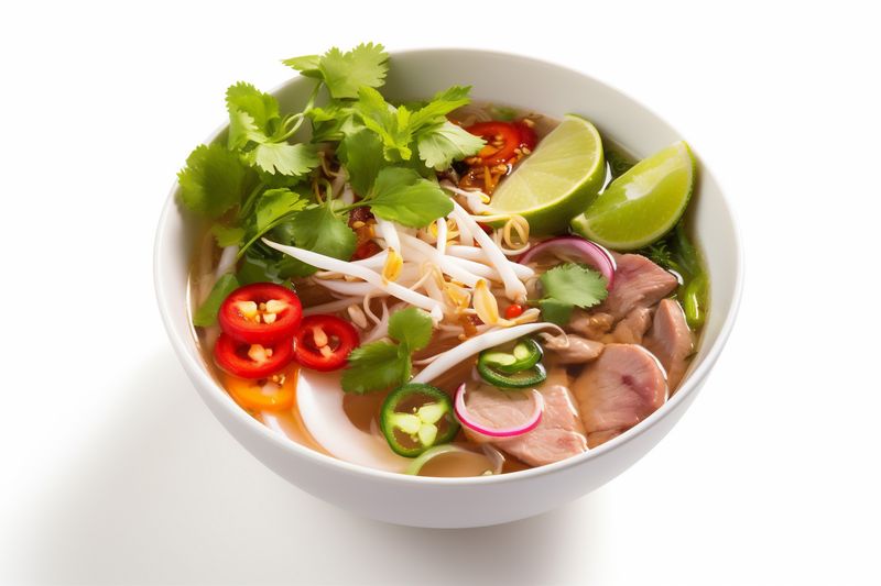 food bowl asian background traditional diet dish broth noodle white soup. Generative AI.