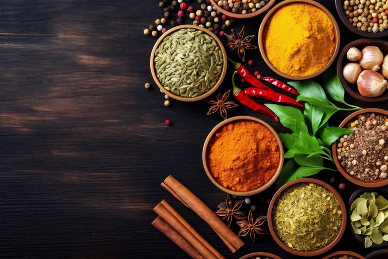 dry spice ingredient background cooking powder black seasoning food indian herb. Generative AI.