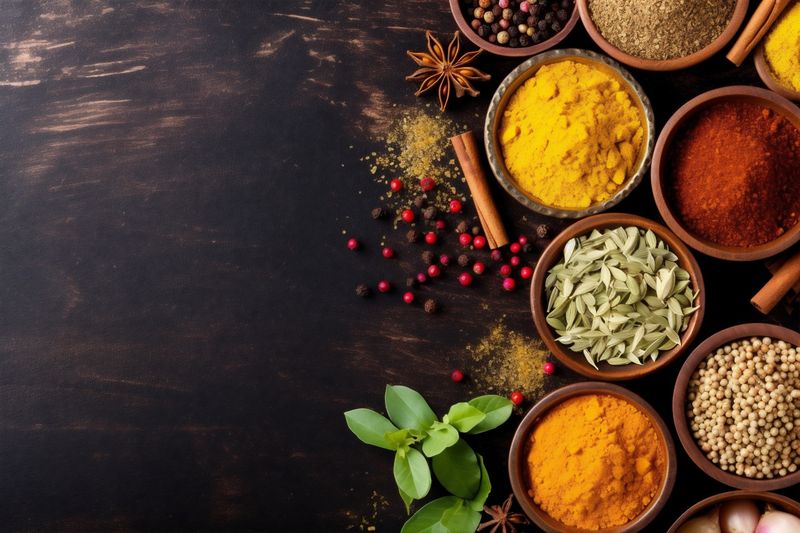 seasoning salt cooking indian dry ingredient powder food spice background herb. Generative AI.