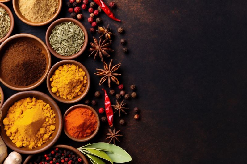 ingredient powder herb dry cooking background seasoning spice paprika food indian. Generative AI.