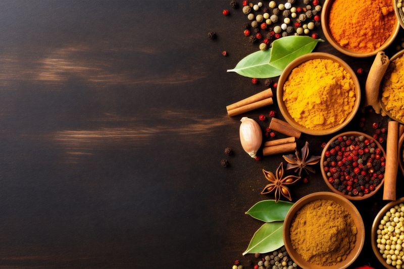 aromatic background dry ingredient cooking herb seasoning powder food indian spice. Generative AI.