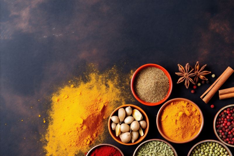 powder background food seasoning spice herb cooking condiment dry ingredient indian. Generative AI.