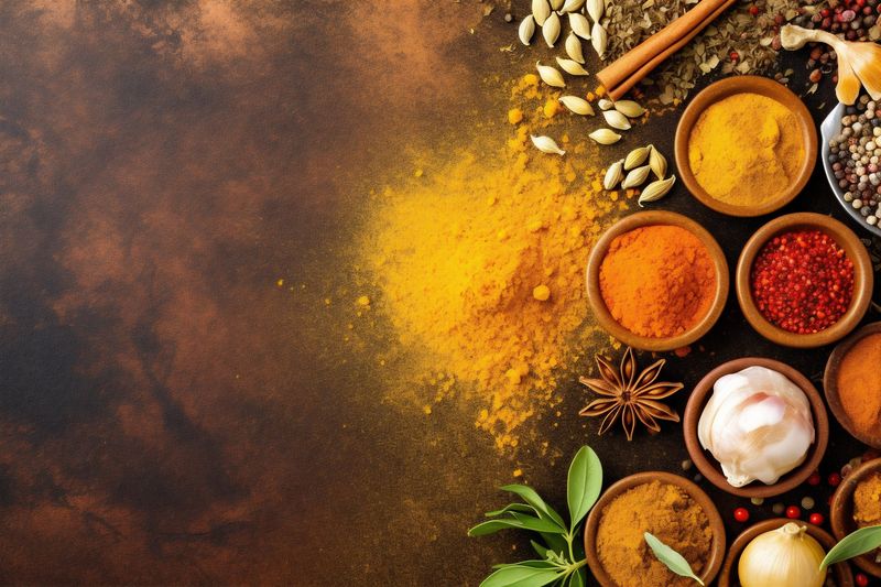 food powder red dry background spice cooking herb ingredient seasoning indian. Generative AI.