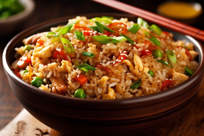 dinner eat fried healthy rice meal asian chinese food vegetable rice. Generative AI.