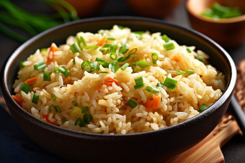 food asian dinner rice eat vegetable meal rice healthy chinese fried. Generative AI.