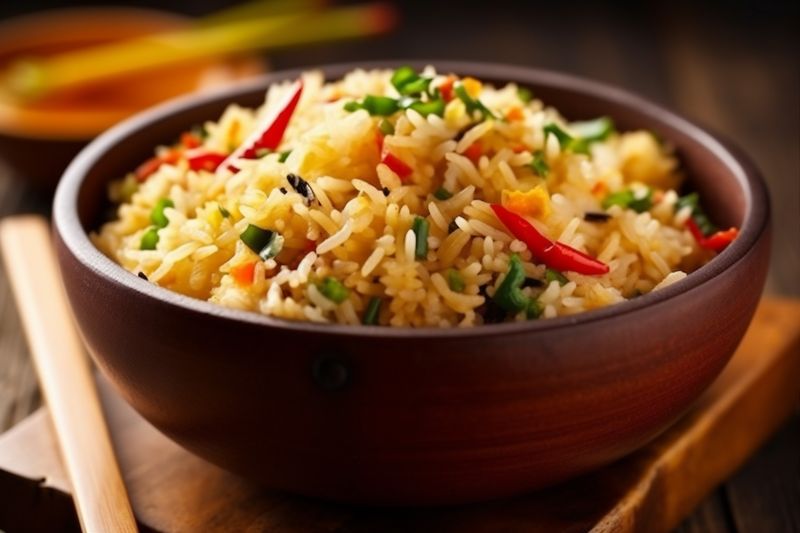 fried rice healthy vegetable chinese food rice asian eat dinner meal. Generative AI.