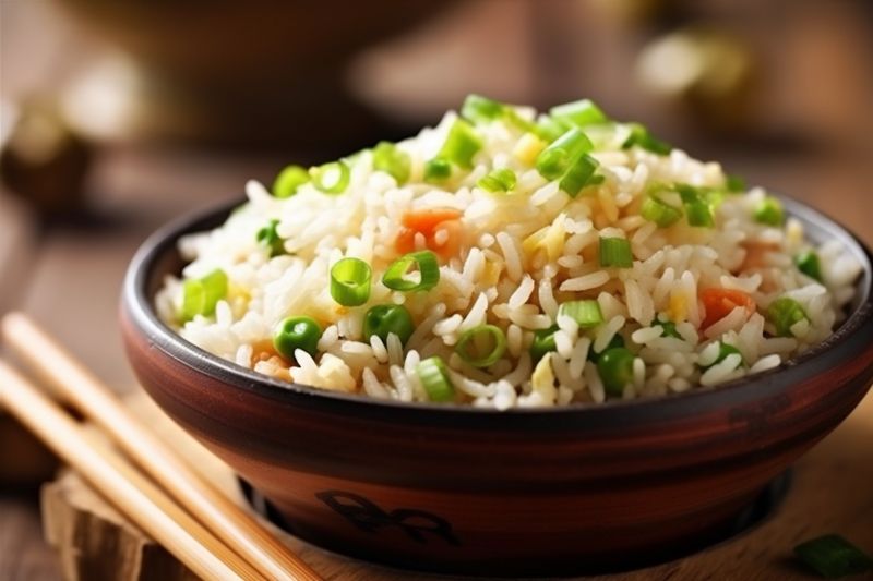 vegetable healthy dinner rice food chinese meal fried rice eat asian. Generative AI.