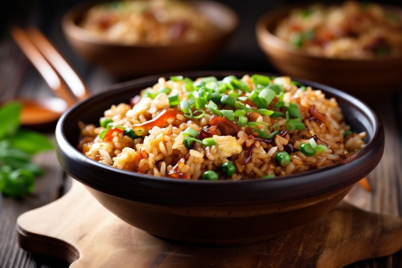 healthy dinner rice eat asian vegetable food rice chinese meal fried. Generative AI.