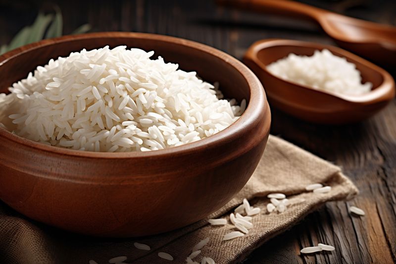 organic rice meal asian food white healthy diet grain vegetarian. Generative AI.