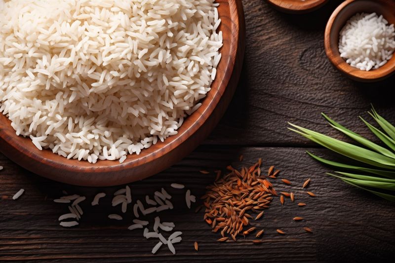 grain diet organic vegetarian healthy meal rice asian white food. Generative AI.