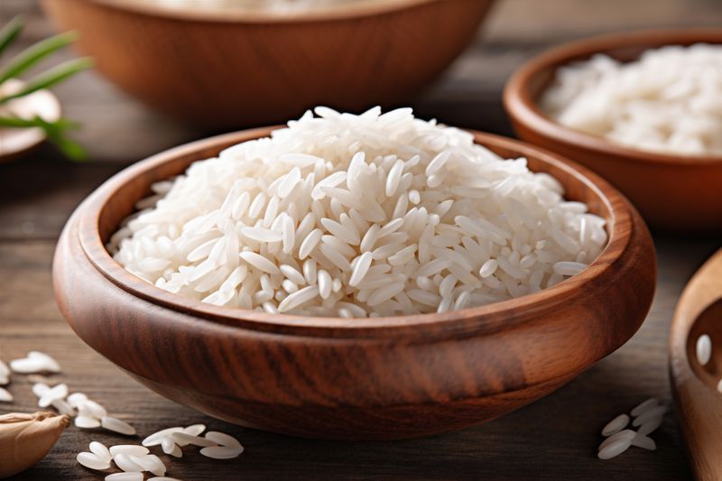 organic healthy meal diet rice food white vegetarian asian grain. Generative AI.