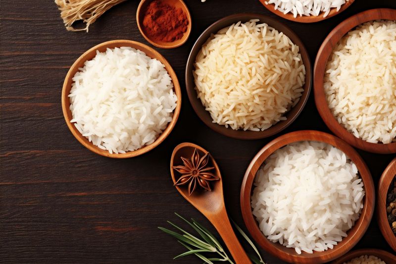 rice meal diet organic vegetarian white asian food grain healthy. Generative AI.