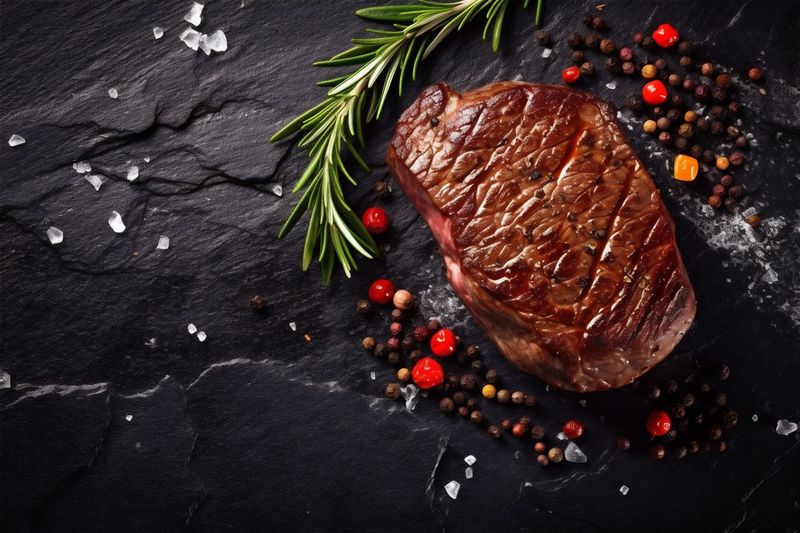 food background steak meat red raw dark beef fried grill tenderloin. Generative AI.