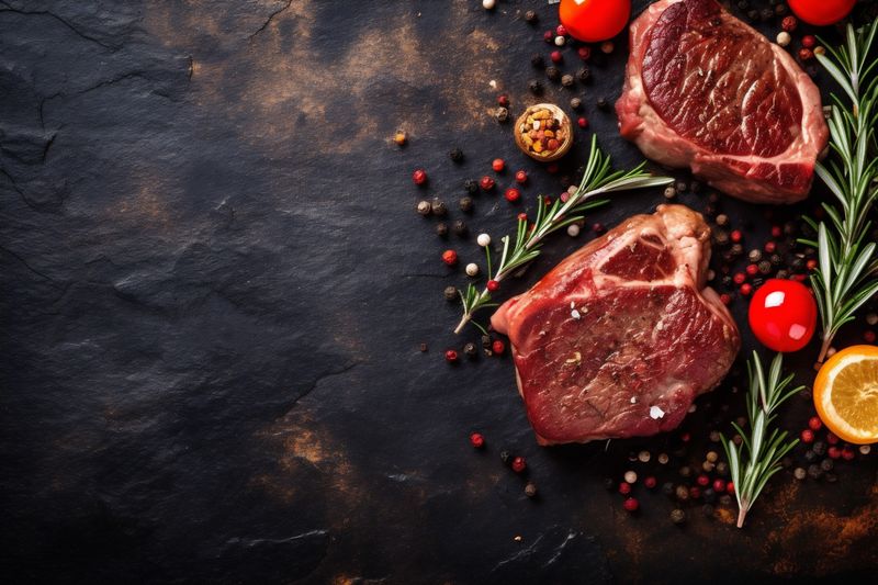 meat steak food raw beef background grill red fried beefsteak dark. Generative AI.