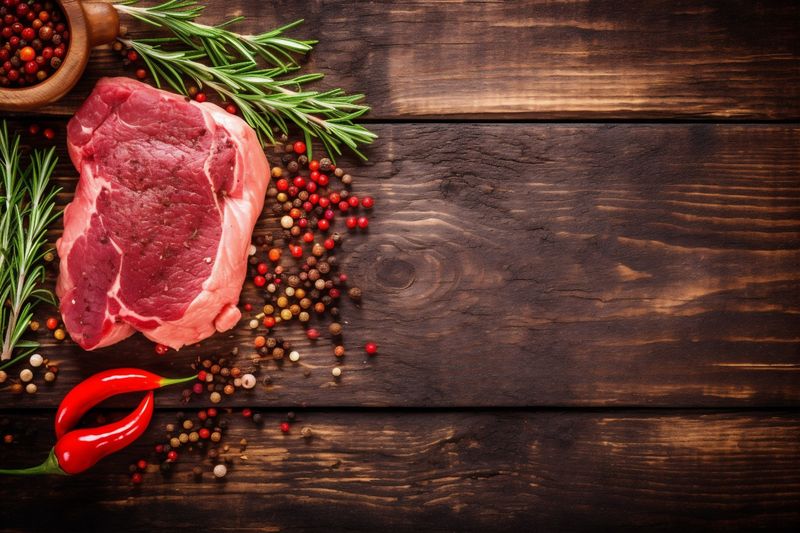 meal background steak food fried dark beef meat raw grill red. Generative AI.