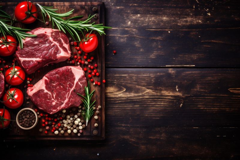 red meat raw background dinner steak fried dark beef grill food. Generative AI.