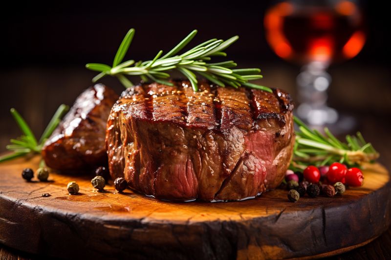 red meat dark food smoke background raw grill beef fried steak. Generative AI.