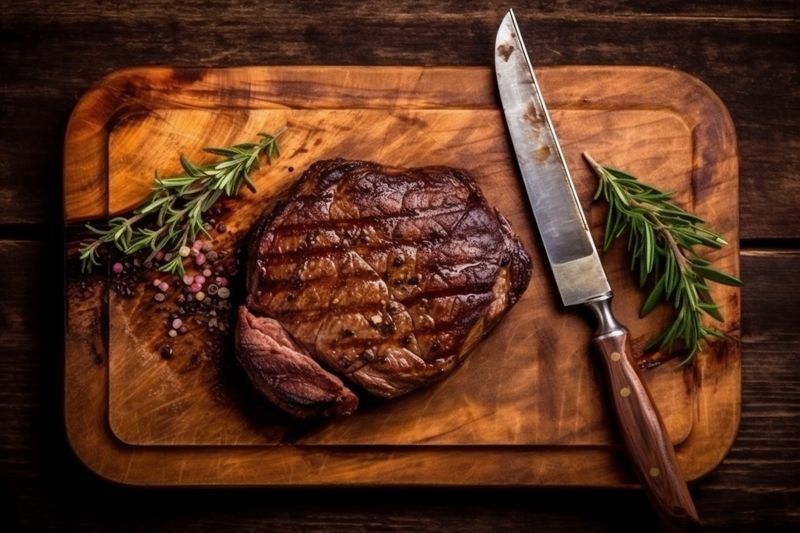 dark beefsteak food meat background beef fried grill raw red steak. Generative AI.