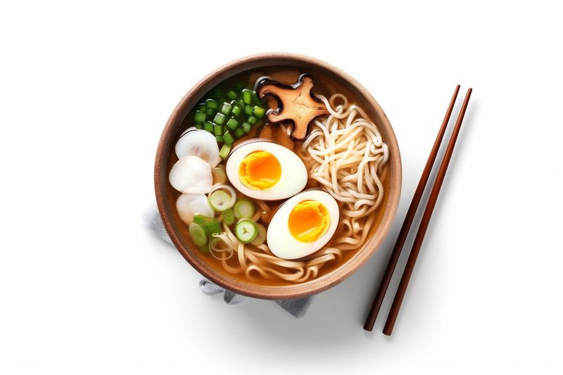 white food bowl asian noodle korean ramen background meal soup japanese. Generative AI.