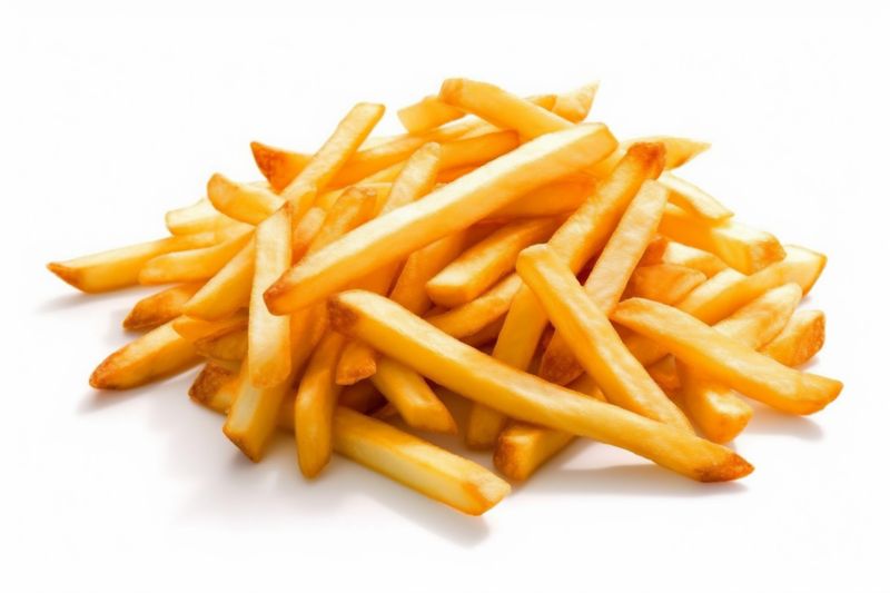 french chip fry yellow isolated fast meal fat snack potato. Generative AI.