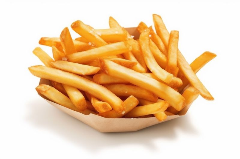 isolated french meal potato snack chip fast fry fat yellow. Generative AI.