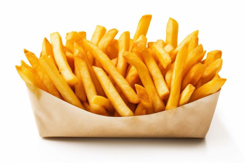 meal yellow french isolated fat chip potato snack fast fry. Generative AI.