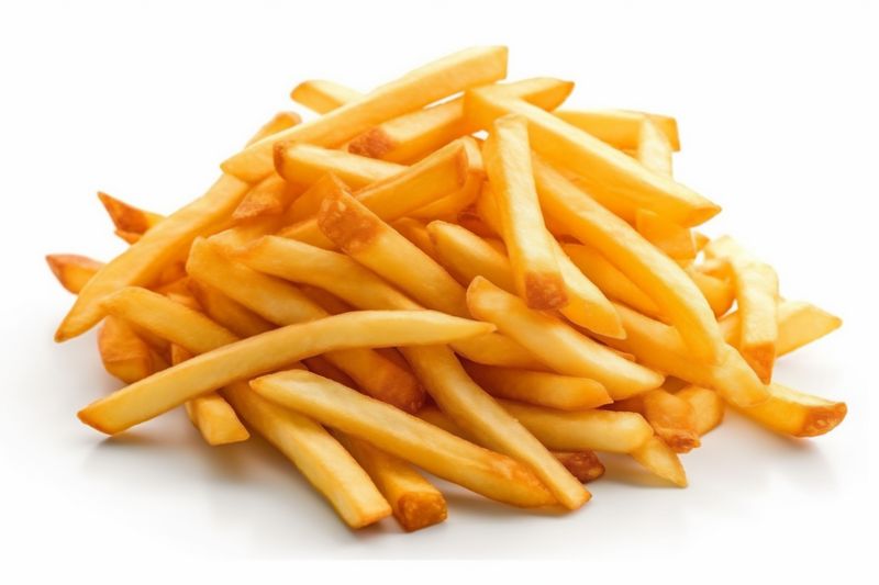 chip fat meal french isolated yellow potato fast fry snack. Generative AI.