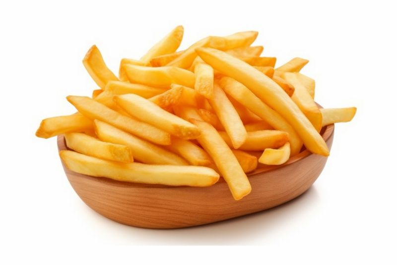 fry potato french isolated chip fast meal yellow fat snack. Generative AI.