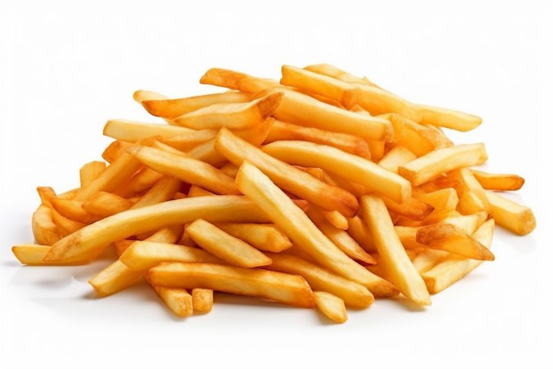 fry yellow isolated fat meal french snack chip potato fast. Generative AI.