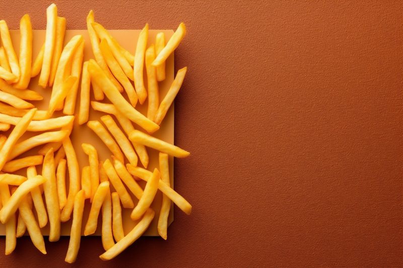 chip meal food snack fry background potato restaurant fat french tasty. Generative AI.