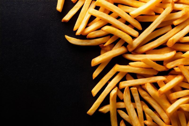 french food chip sauce fat meal background fry tasty snack potato. Generative AI.