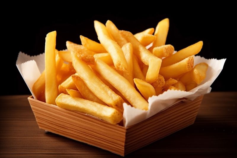 food tasty chip snack potato french fast fat background fry meal. Generative AI.