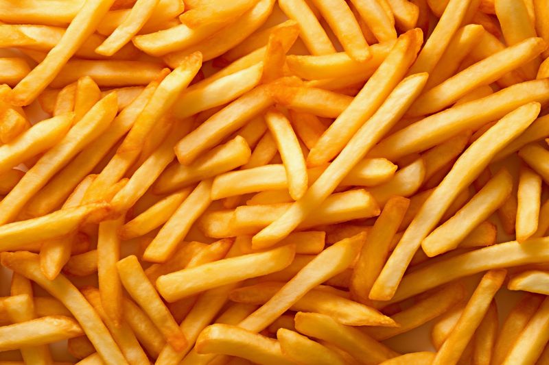 french ketchup tasty snack meal food background potato fry fat chip. Generative AI.