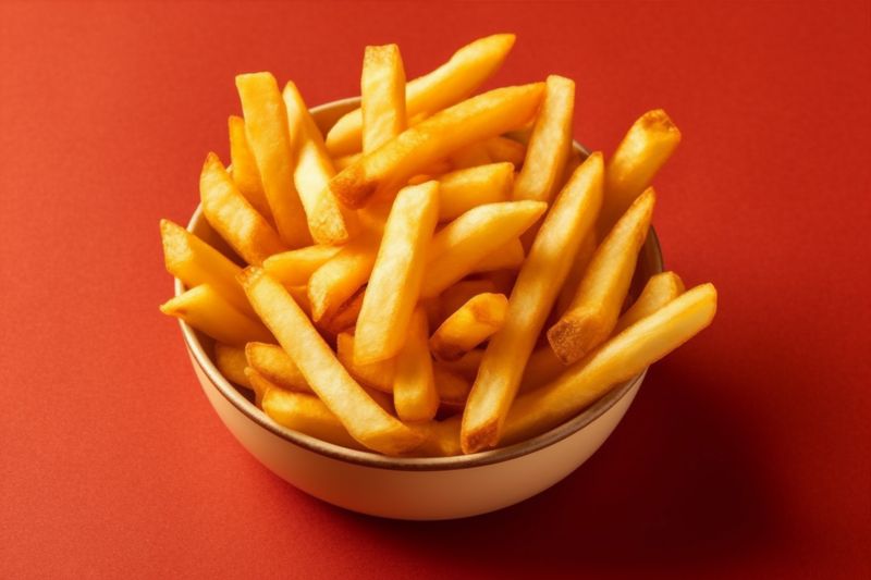 potato french chip tasty fat background food salt meal snack fry. Generative AI.