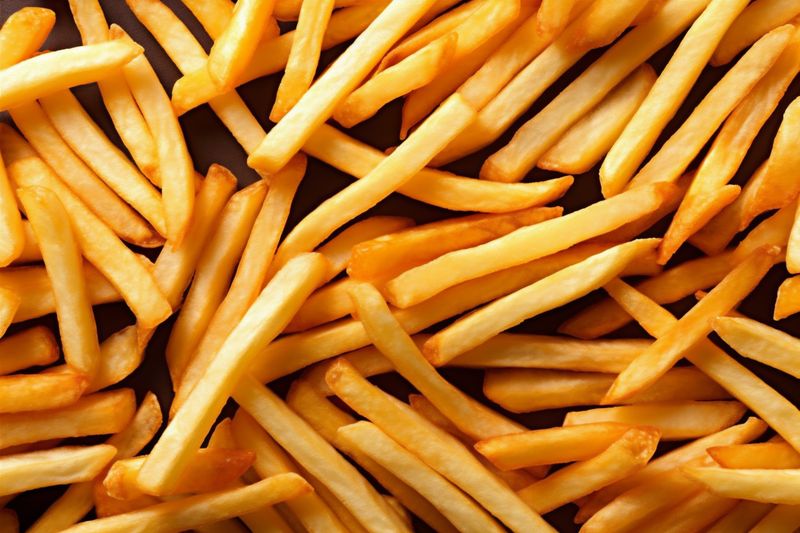 american french chip fry potato meal fat tasty food snack background. Generative AI.