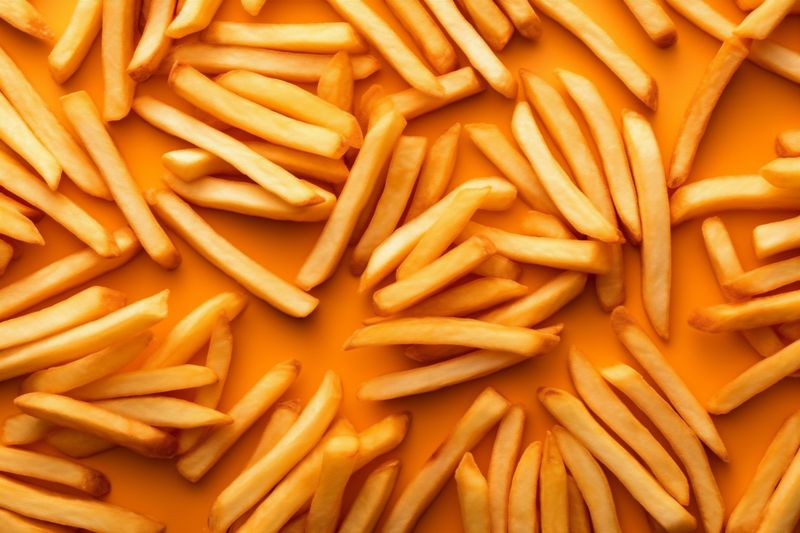 snack eat food background fat french fry potato chip meal tasty. Generative AI.